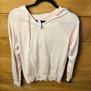 Athleta Womens Pink Relaxed Ribbed Pullover Hoodie Sweater‎ Pocket Oversized Y2K